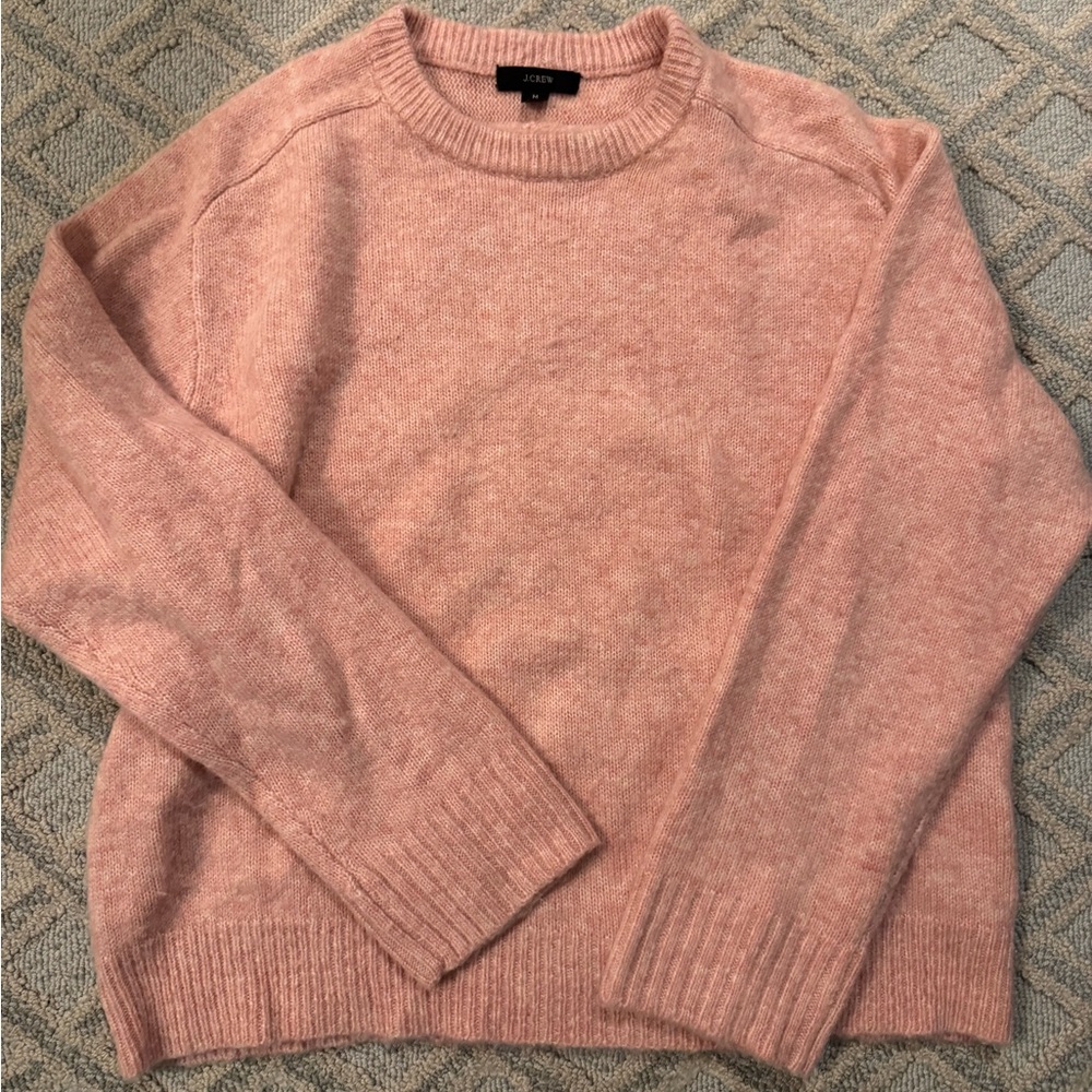 J. Crew Pink Crew Neck Sweater with Ribbed Texture